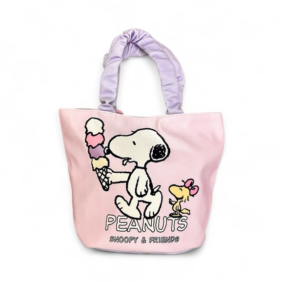 NEW Cute Snoopy & Woodstock Mini Bag Ice Cream Pastel Pink Purple NWT - Picture 1 of 2